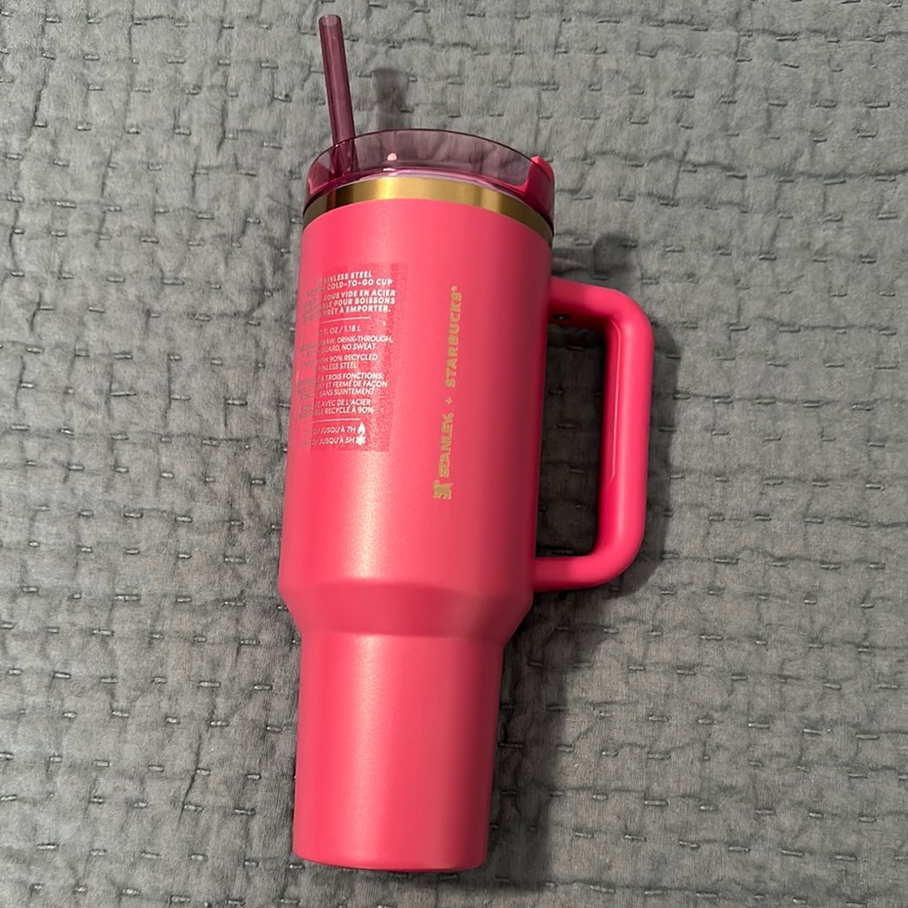 Stanley Pink Tumbler with Straw